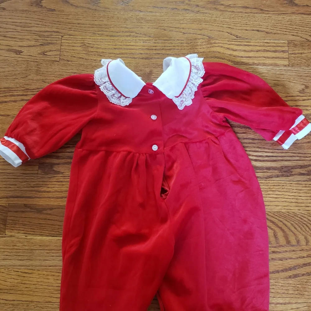 Vintage Lightning Bug Red Holiday Velour Outfit